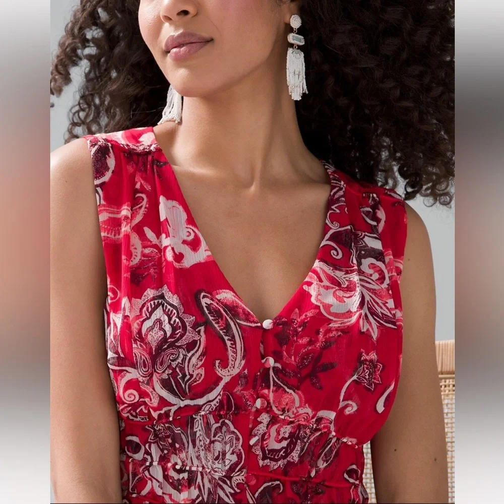 WHBM Sleeveless Romance Print Blouse Size XL - Picture 3 of 6